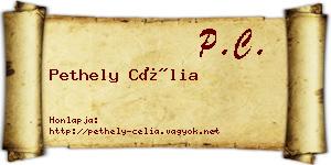 Pethely Célia névjegykártya